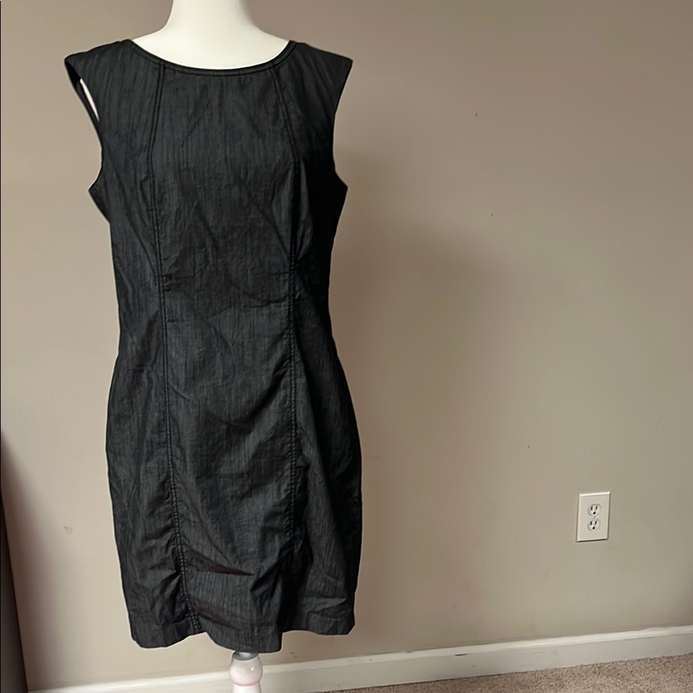 Calvin Klein Chambray Sheath Mini Dress Crew Neck